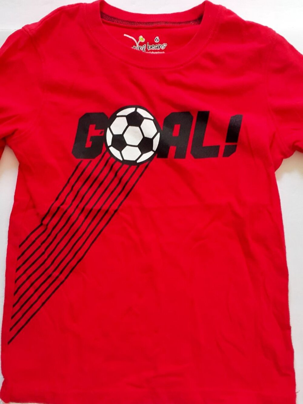 Jumping Beans Boys T-Shirt Red Black Soccer Long Sleeve Size 6